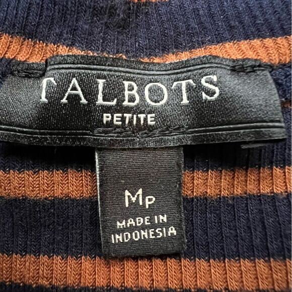 Talbots Petites Striped Turtleneck Sweater Navy Bronze Size Mp - Picture 4 of 5
